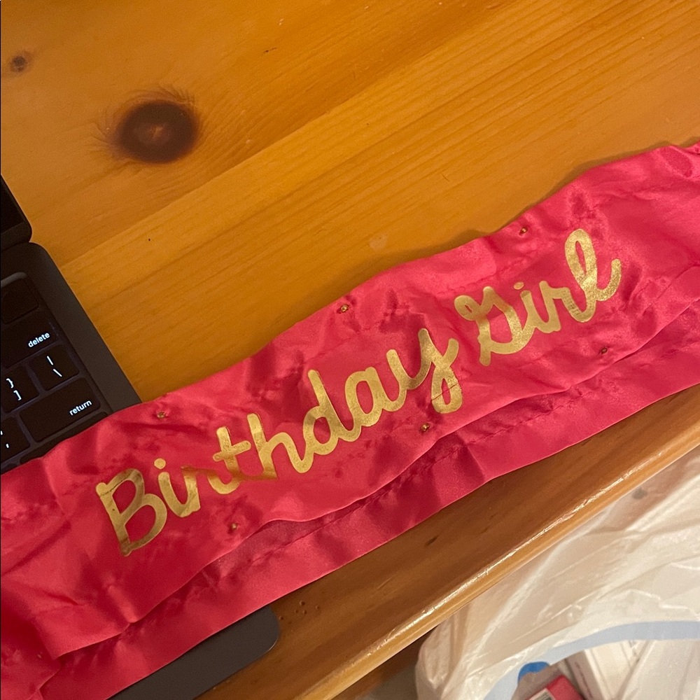 light up Birthday Girl Sash - Pink and Gold